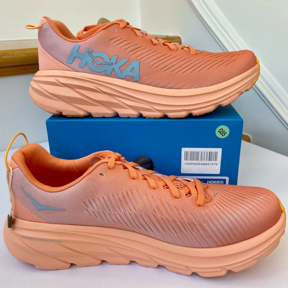 NWT Hoka Rincon 3 women’s running shoes , brand new in box , coral salmon orange - Picture 10 of 16